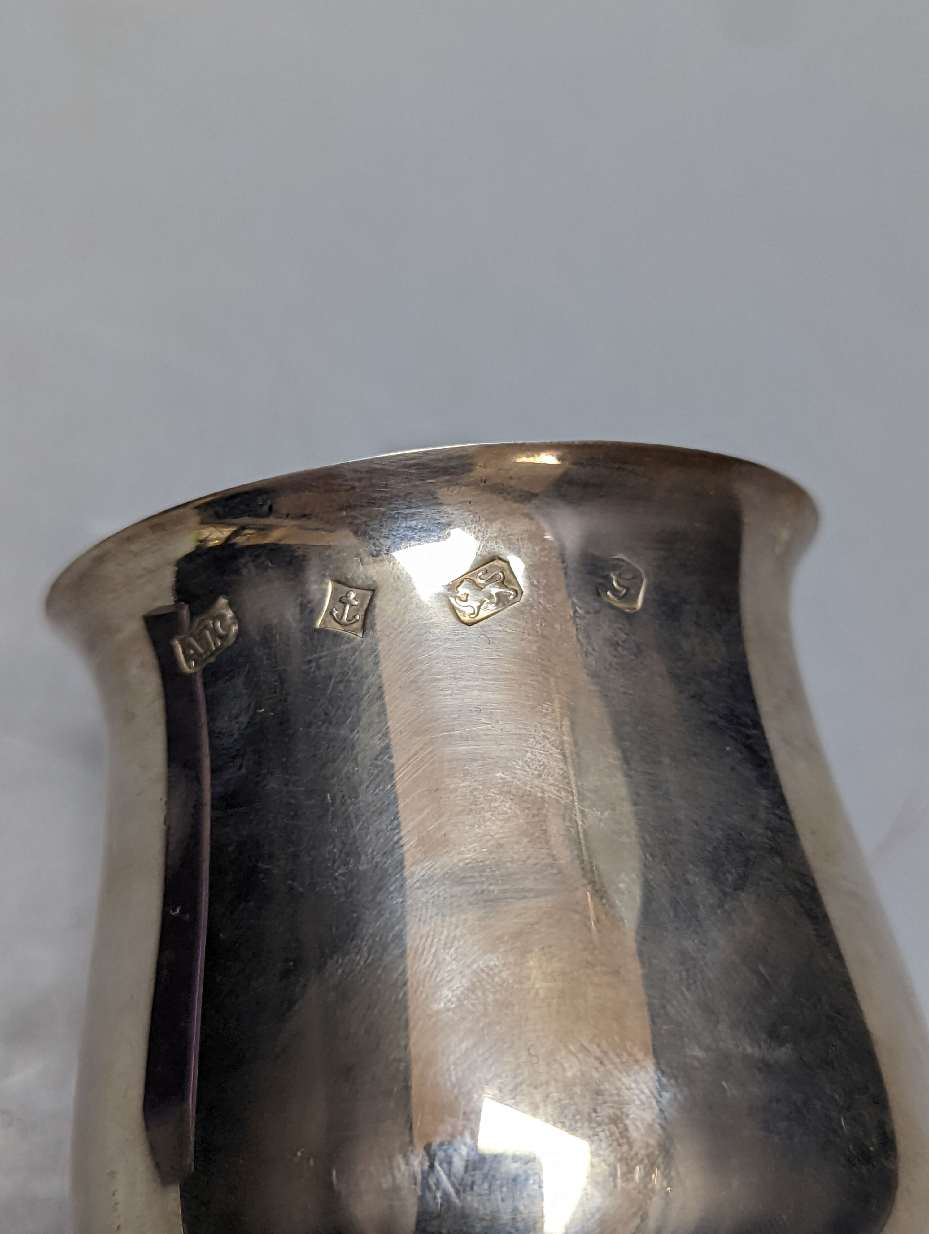 A Prince Charles and Princess Diana wedding commemorative silver goblet, cased, 13cm, 5.5oz.